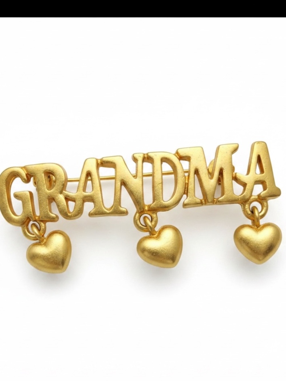 VTG Grandma Brooch Gold Tone Pin Hearts Grandmother Gift Jewelry 80s 90s
